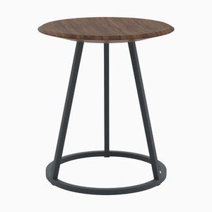 Slate Grey Metal Gustave Stool in Natural Walnut by Harto