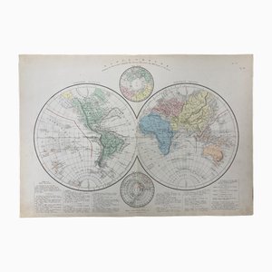 World Map in Colors Printed from Drioux & Leroy, 1884