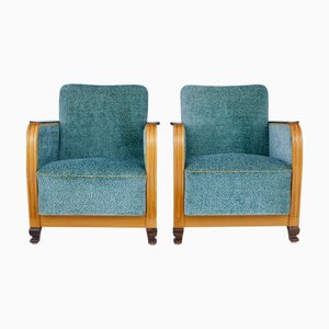 Swedish Art Deco Elm and Birch Armchairs, 1930s, Set of 2