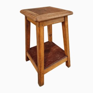 Taburete vintage de roble, mesa auxiliar o soporte para plantas, Francia, años 30