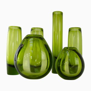Grands Vases Maygreen par Per Lütken pour Holmegaard, Danemark, 1960s, Set de 6