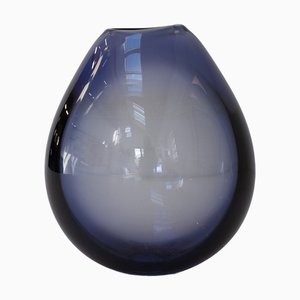 Grand Vase Drop Bleu Saphir par Per Lütken pour Holmegaard, Danemark, 1960s