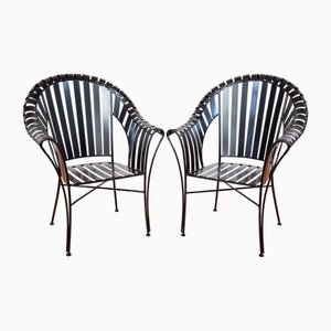 Brutalistische Modernistische Skulpturale Gartensessel aus Eisen, 1980er, 2er Set
