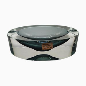 Posacenere ovale grande o Catch-All in vetro di Murano lavorato a mano di Mandruzzato con l'etichetta originale, anni '60. Prodotto in Italia,