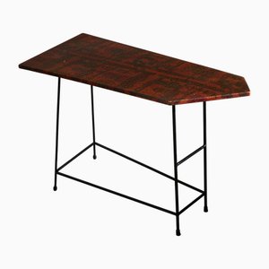Table d'Appoint avec Plateau en Cuir, Italie, 1970s