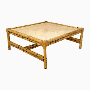 Italian Modern Rattan Coffe Table with Vienna Straw Top, 1970s