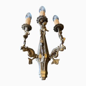 Applique Murale à Trois Lumières avec Putti, Italie, 1950s