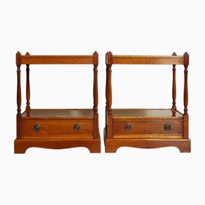2-stufige Nachttische aus Eibenholz im Georgianischen Stil, 2er Set