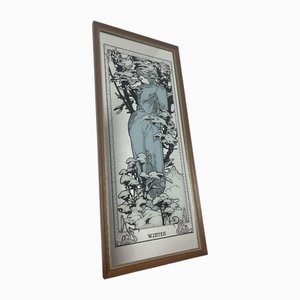 Vintage Art Nouveau Mucha Winter Mirror