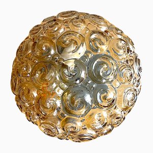 Bernsteinfarbene Decken- oder Wandlampe aus Bubble Glass, Helena Tynell zugeschrieben, 1960er