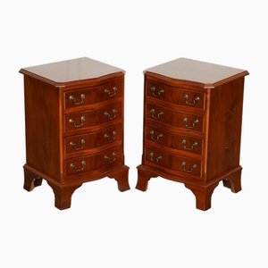 Small Georgian Style Nightstands with Drawers, Set of 2