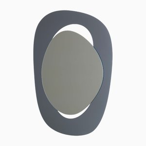 Large Handcrafted Soul Me Mirror in Anthracite and Tinted Grey by Pon Design
