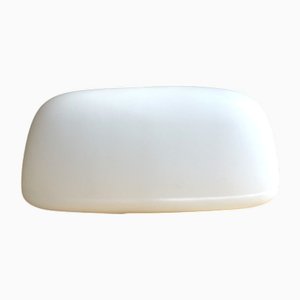 Minimalist White Opaline Glass Flush Mount, 1970s