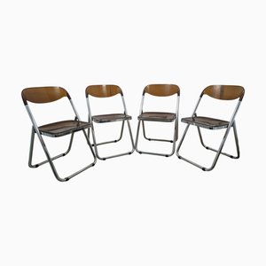 Folding Chairs in Acrylic Glass and Chrome, Italy, 1970s, Set of 4