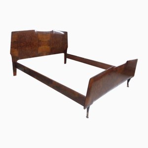 Letto Primavera 57 in radica e ottone di Osvaldo Borsani per Atelier Borsani Varedo, 1957