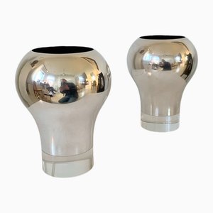 Französische Vintage Tischlampen aus versilbertem Metall & Acryl von Christofle, 1960, 2er Set