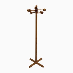 Vintage Swedish Pine Free-Standing Coat Rack, 1970s