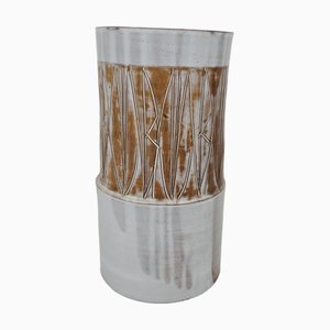 Jarrón cilíndrico grande de cerámica de Les Argonautes, Vallauris, años 60