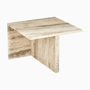 Mesa auxiliar Elba de travertino plateado de Marmo Lusso