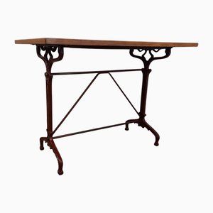 Art Nouveau Cast Iron and Wood Bistro Table, 1890s
