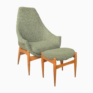 Set of Hungarian Armchair with Ottoman by Julia Gaubek