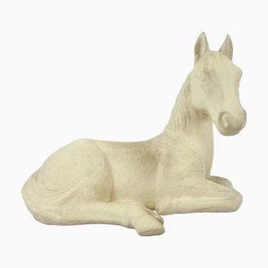 Vintage Large Ceramic Lying Horse Figure, 1980s