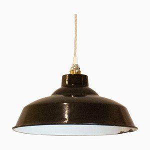 Black Industrial Pendant Lamp, Spain, 1950s