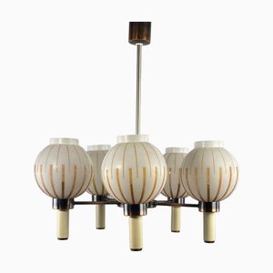 Striped Glass Ball Pendant Chandelier, 1970s