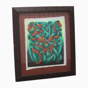 Louisius, Modern Composition, 1980s, Oil on Canvas, Framed