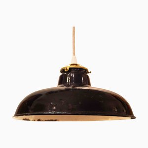 Industrial Black Pendant Lamp, Spain, 1950s