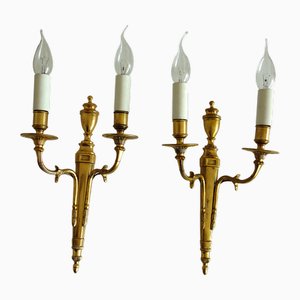 Klassische französische Wandlampen aus Messing von Unbekannt, 1920er, 2er Set