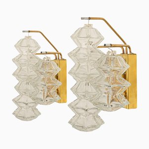 Pagode Wandlampe aus Messing & Glas von Kalmar, Wien, 1969