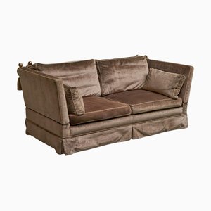 Mid-Century Folding Down Knole Sofa in Velvet and Brass, 1960s