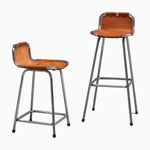 Tabourets Les Arcs en Cuir attribués à Charlotte Perriand, 1950s