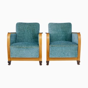 Swedish Art Deco Elm and Birch Armchairs, 1930s, Set of 2