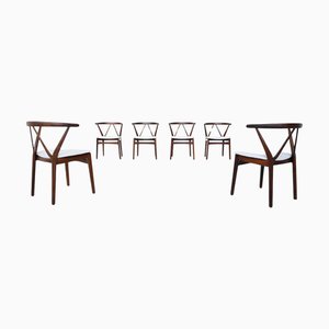 Model #255 Dining Chairs in Rosewood attributed to Henning Kjærnulf for Bruno Hansen, Denmark, 1960s, Set of 6