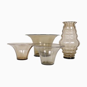 Vasi Grace Art Déco in vetro di Simon Gate per Orrefors, Svezia, anni '20-'40, Svezia, set di 4