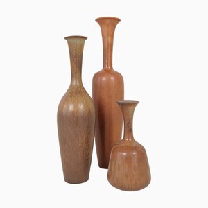 Mid-Century Modern Earth Vases by Gunnar Nylund for Rörstrand, Sweden, 1950s, Set of 3