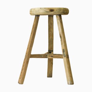 Tabouret Rustique Vintage en Bois d'Orme