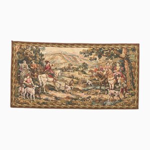 French Aubusson Style Jacquard Tapestry of Hunting with Foxes, 1970s