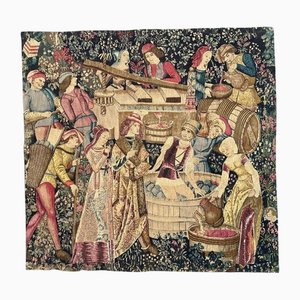 Französischer Wandteppich von Vendanges Siebdruck von Hand, 1970er