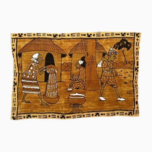 Mid-Century African Bogolan Hand Painted Tapestry, 1960s