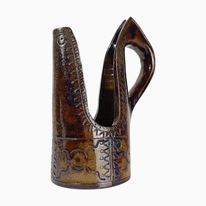 Mid 20th Century Italian Primitive Style Ceramic Jug or Vase by Urbano Fontana, 1970s
