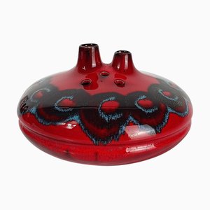 Mid 20th Century Modern Italian Vase Handcrafted in Red Enamel Ceramic, 1960s