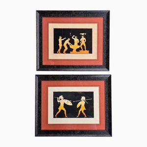 Pompeiane, 1800s, Etchings, Framed, Set of 2