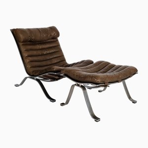 Lounge Chair and Ottoman from Arne Norell Ab, 1960s, Set of 2