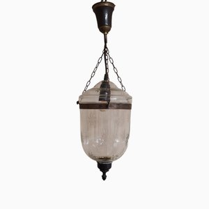 Vintage Deckenlampe aus Metall & geschliffenem Glas, 1990er