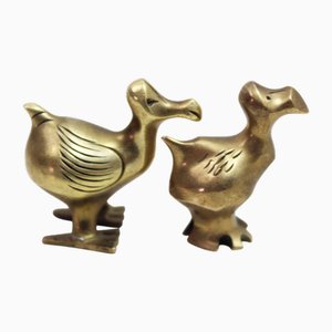 Figurines Dodo Modernistes en Laiton, 1970s, Set de 2
