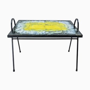 French Iron and Ceramic Coffee Table or Serving Table, 1960
