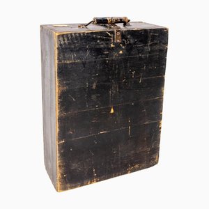 French Napoleon III Style Pine Boarding Student Suitcase, 1900